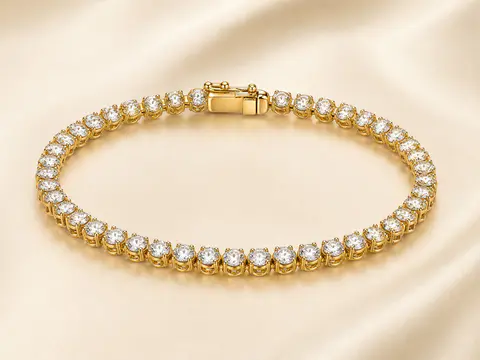 Golden Round-Cut Tennis Bracelet