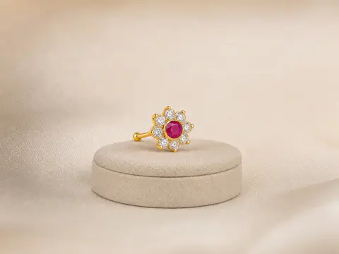Ruby Floral Stud Nose Pin