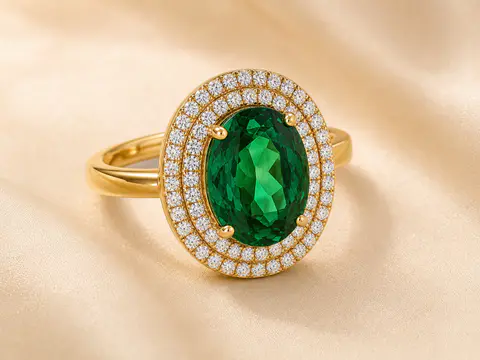 Emerald Halo Cocktail Ring