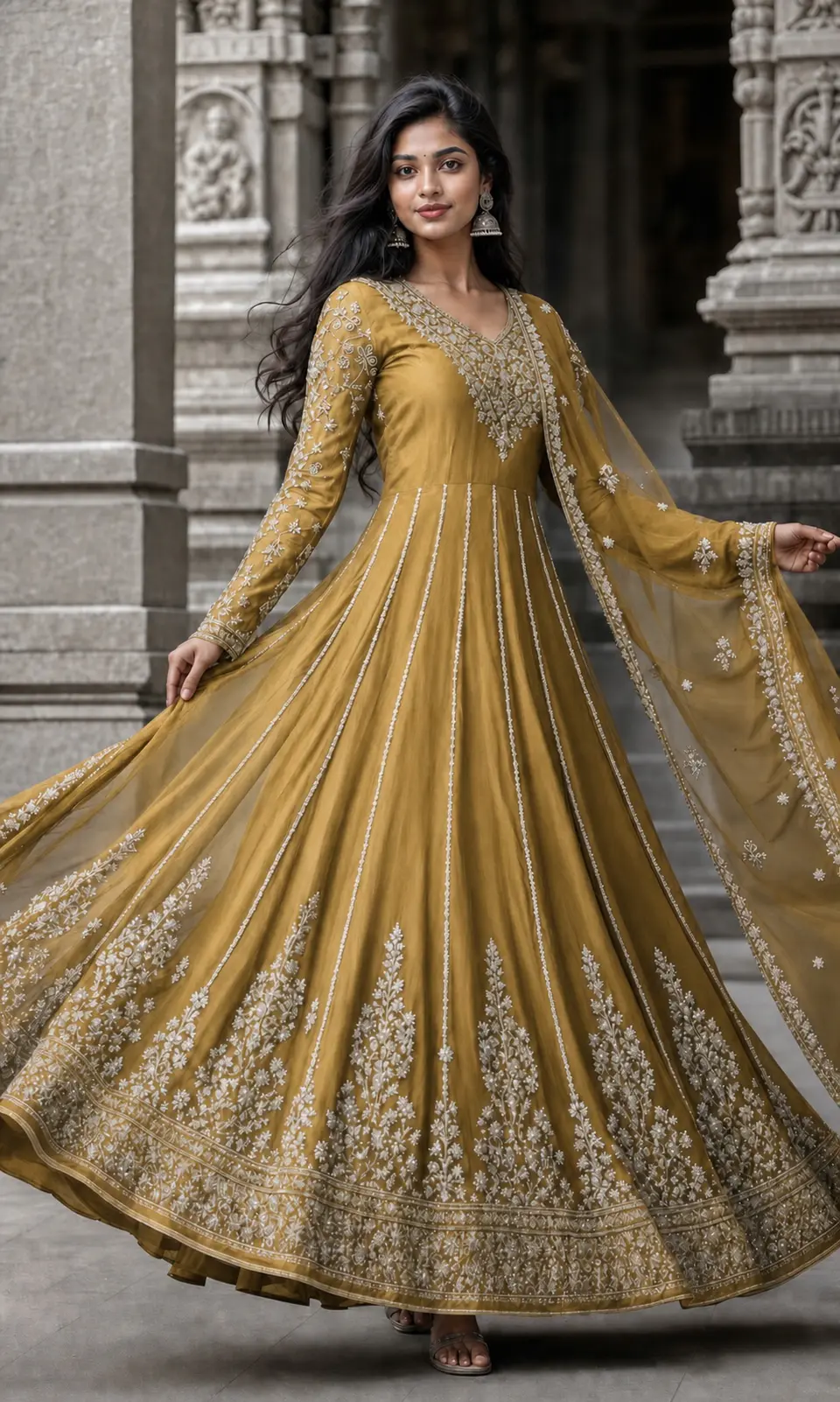 Imperial Gold Festive Anarkali front styling preview