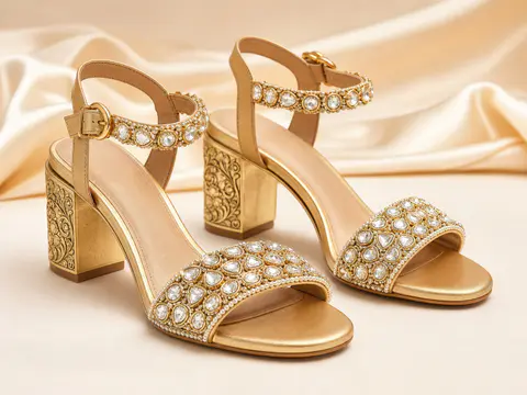 Kundan Gold Block Heel Edit