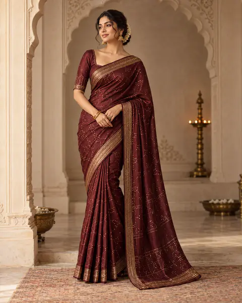 Aarunya Wine Drape front styling preview