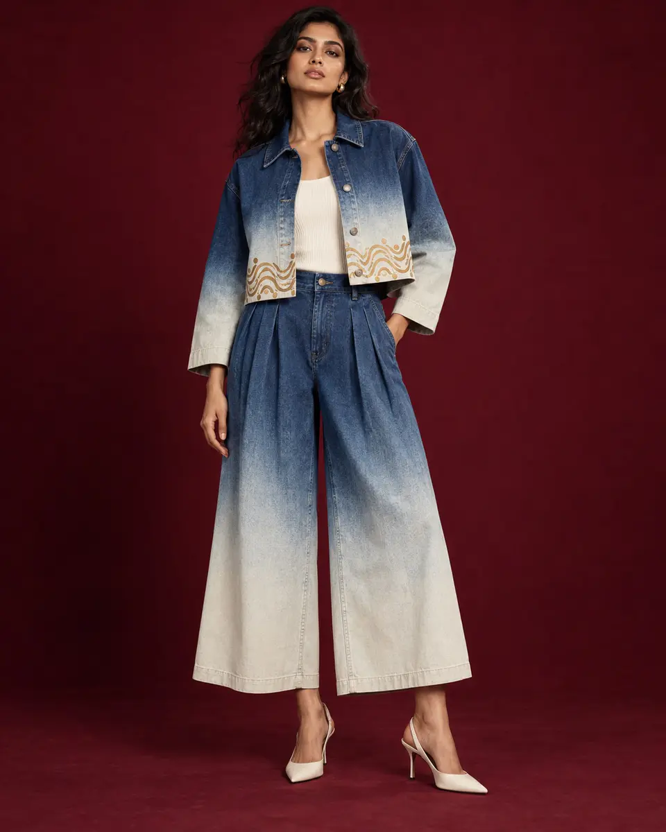Ombre River Denim Set front styling preview