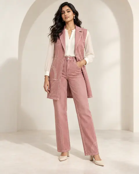 Rose Arc Denim Set front styling preview