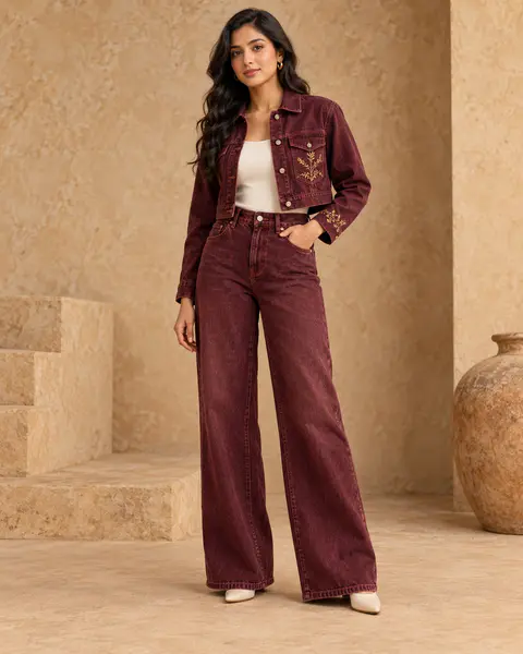 Wine Vine Denim Set front styling preview