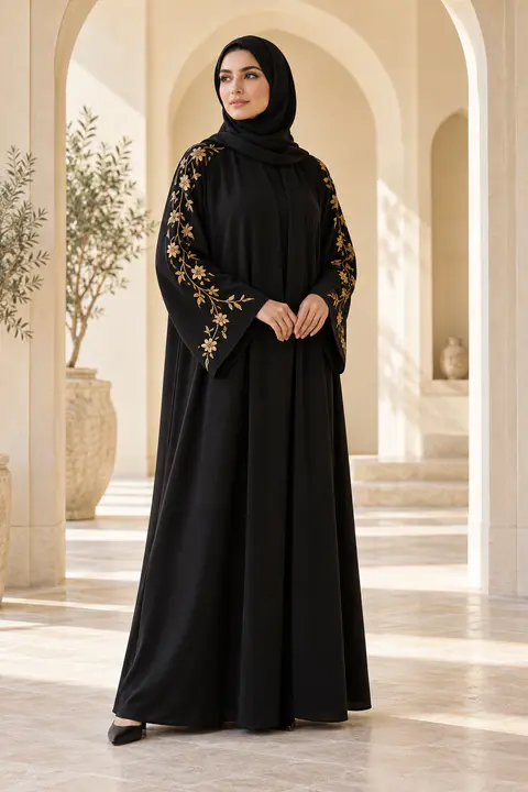 Black Jasmine Abaya front styling preview