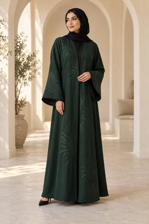 Emerald Palm Abaya front styling preview
