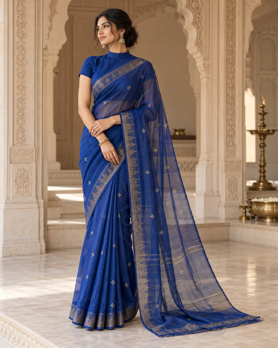 Neel Rekha Woven Saree front styling preview