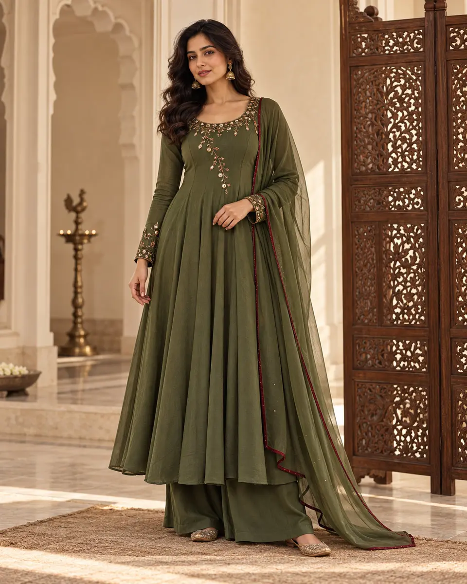 Vanam Mirror Anarkali Set front styling preview
