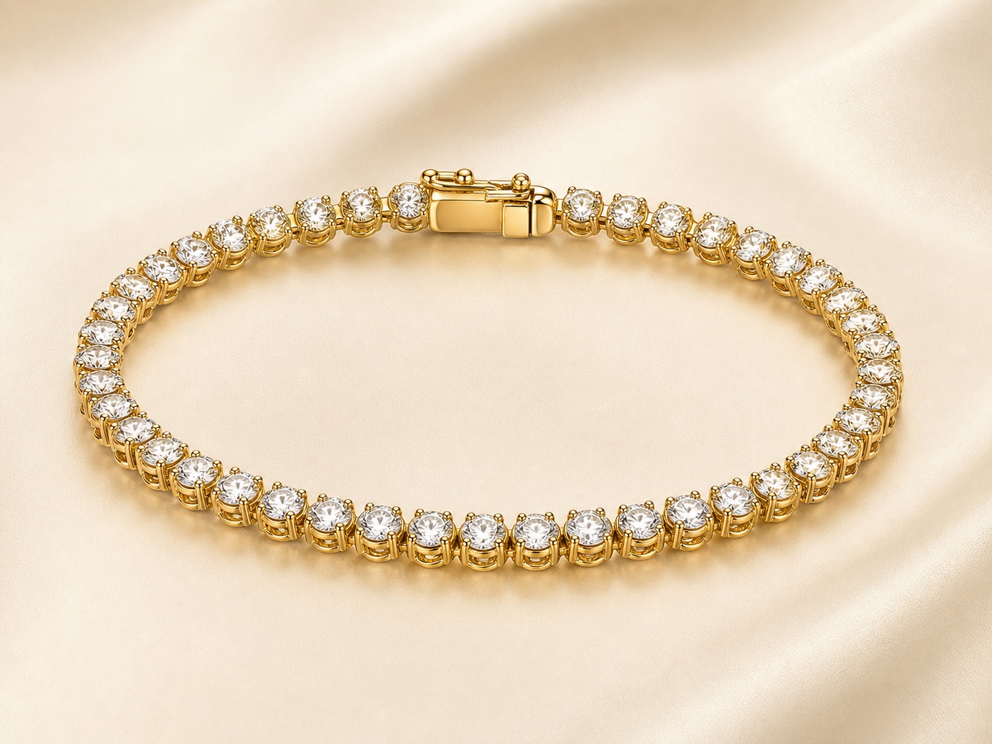 Golden Round-Cut Tennis Bracelet