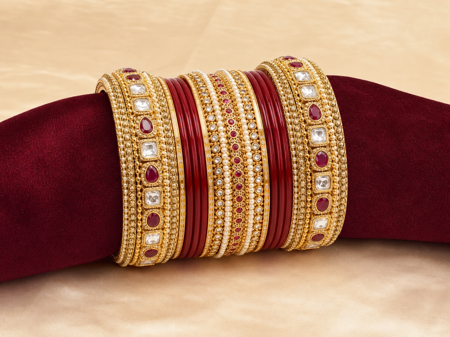 Ruby Bridal Bangle Stack