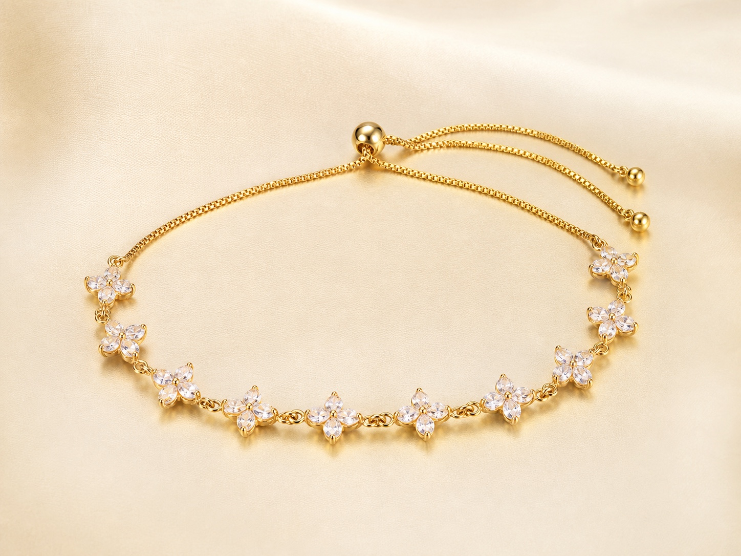 Floral Diamond Slider Bracelet