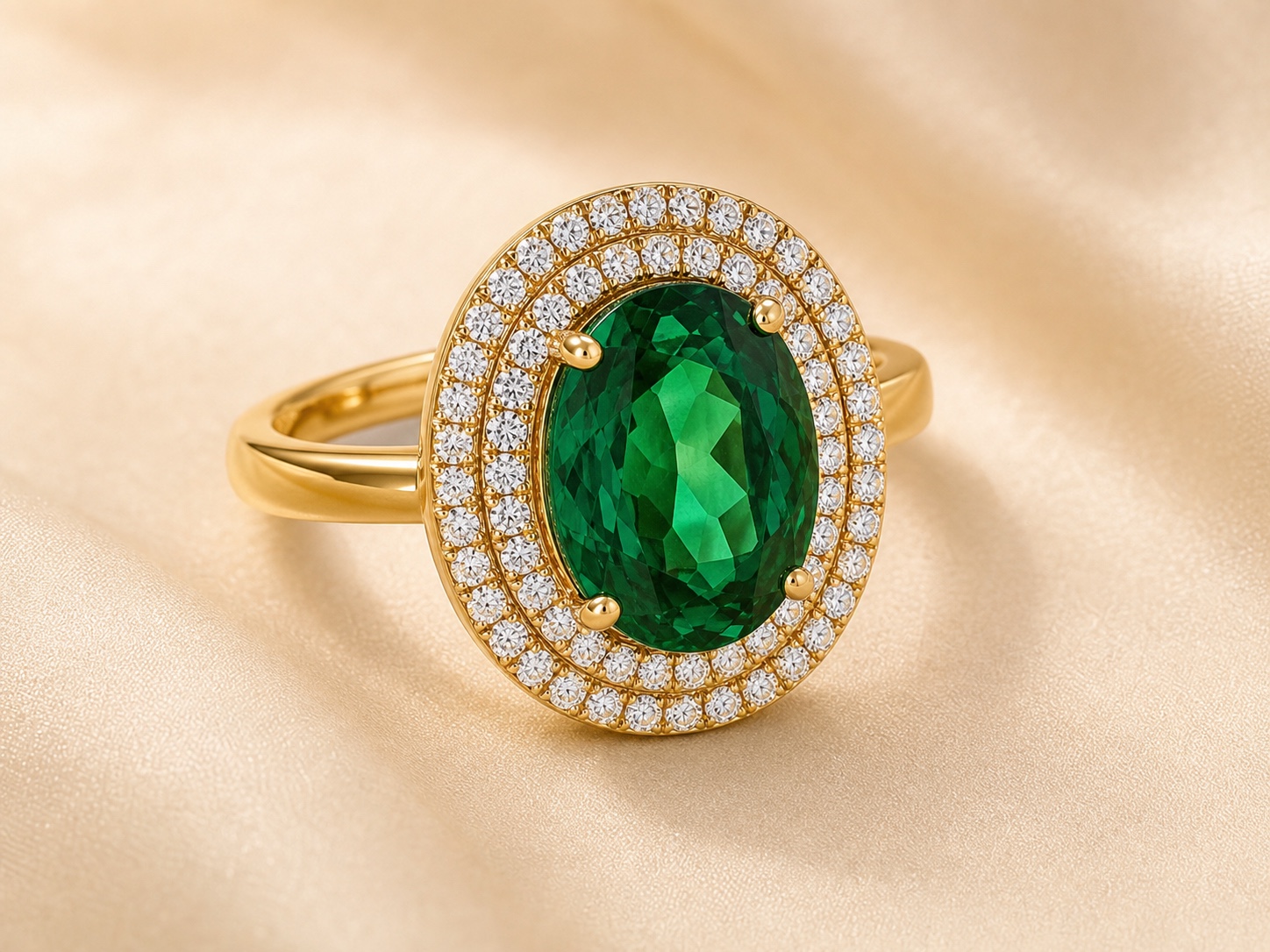 Emerald Halo Cocktail Ring
