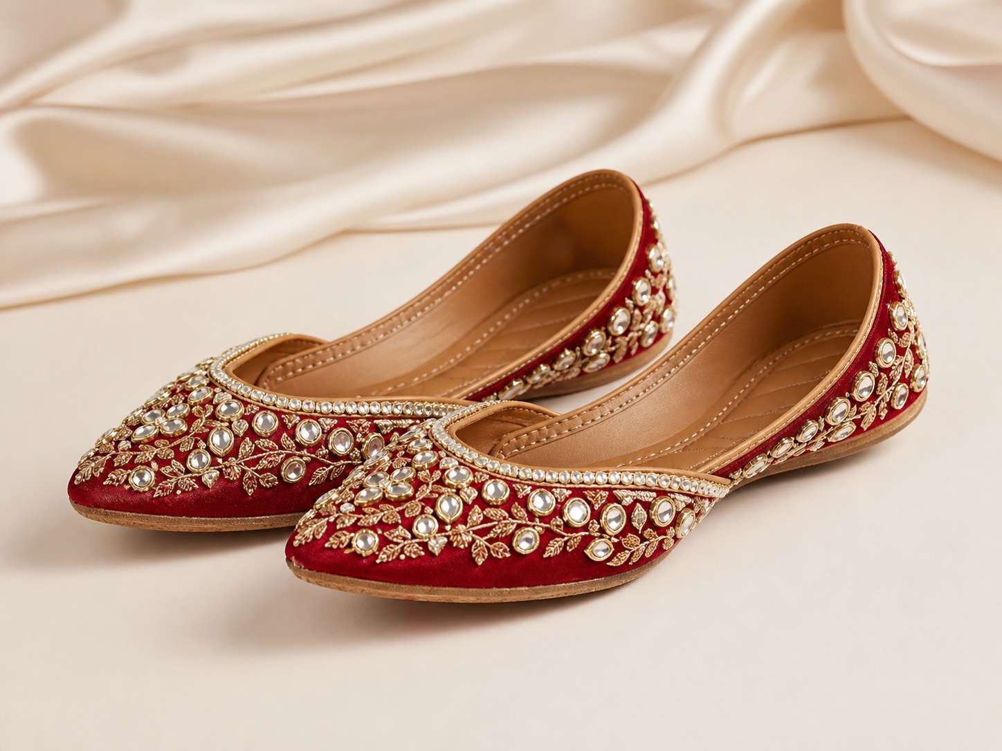 Crimson Kundan Bridal Jutti Edit